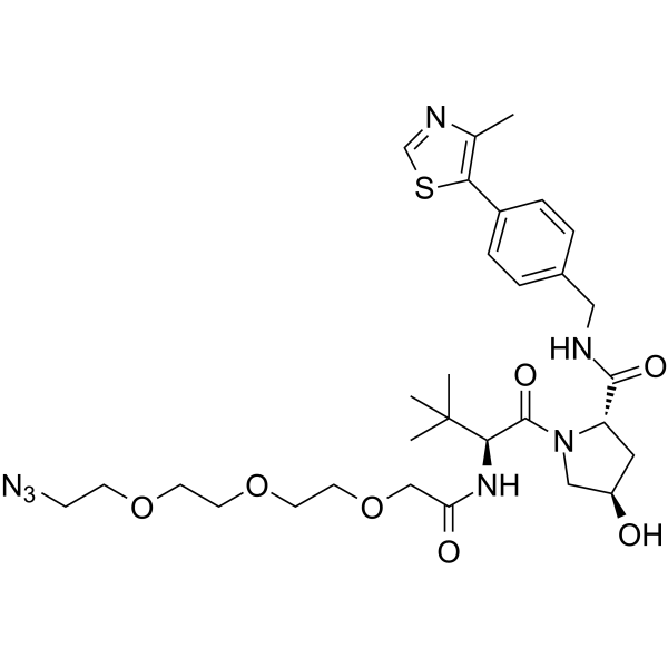 (S,R,S)-AHPC-PEG3-N3 Chemical Structure (S,R,S)-AHPC-PEG3-N3(Synonyms: VH032-PEG3-N3; VHL Ligand-Linker Conjugates 8; E3 ligase Ligand-Linker Conjugates 12)