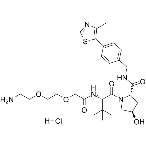 (S,R,S)-AHPC-PEG2-NH2 hydrochloride(Synonyms: VH032-PEG2-NH2 hydrochloride; VHL Ligand-Linker Conjugates 3 hydrochloride;  E3 ligase Ligand-Linker Conjugates 6)