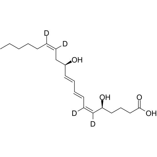 Leukotriene B4-d4 Chemical Structure Leukotriene B4-d4(Synonyms: LTB4-d4; 5(S),12(R)-DiHETE-d4)