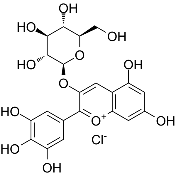 Delphinidin 3-glucoside chloride(Synonyms: 氯化飞燕草素葡萄糖苷; Delphinidin 3-O-glucoside chloride; Delphinidin 3-O-β-glucoside chloride)
