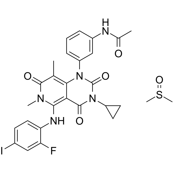 Trametinib (DMSO solvate)(Synonyms: GSK-1120212 (DMSO solvate);  JTP-74057 (DMSO solvate))