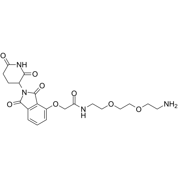 Thalidomide-O-amido-PEG2-C2-NH2 Chemical Structure Thalidomide-O-amido-PEG2-C2-NH2(Synonyms: Cereblon Ligand-Linker Conjugates 10; E3 Ligase Ligand-Linker Conjugates 24)