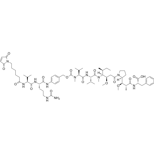 MC-Val-Cit-PAB-MMAF Chemical Structure MC-Val-Cit-PAB-MMAF(Synonyms: Vc-MMAF)