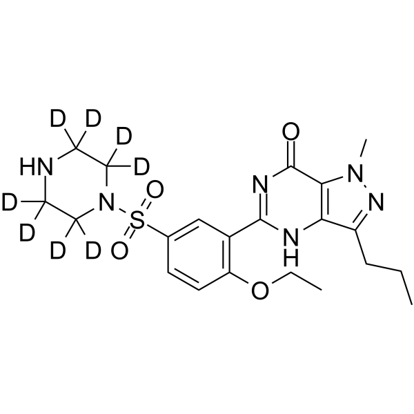 N-Desmethyl Sildenafil-d8 Chemical Structure N-Desmethyl Sildenafil-d8(Synonyms: Desmethylsildenafil-D8; UK-103,320-d8)
