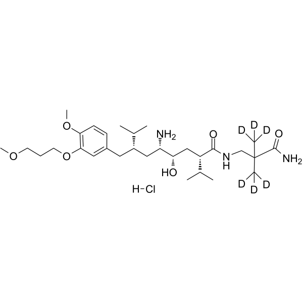 Aliskiren D6 Hydrochloride(Synonyms: CGP 60536 D6 Hydrochloride; CGP60536B D6 Hydrochloride; SPP 100 D6 Hydrochloride)