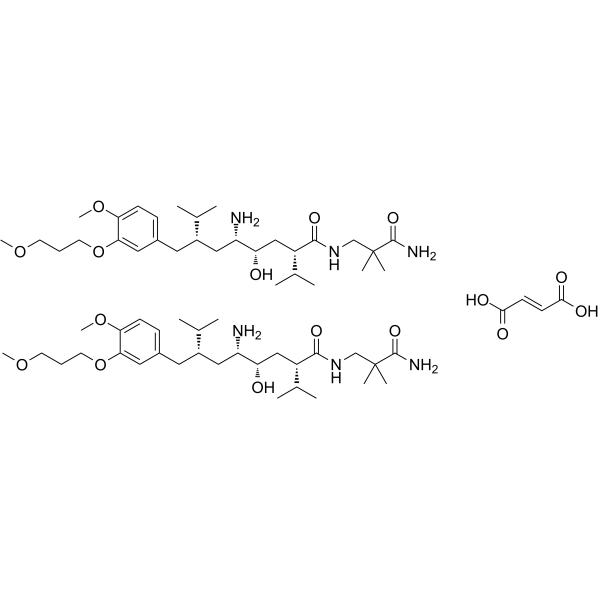 Aliskiren hemifumarate(Synonyms: 阿利克仑半富马酸盐; CGP 60536 hemifumarate; CGP60536B hemifumarate; SPP 100 hemifumarate)