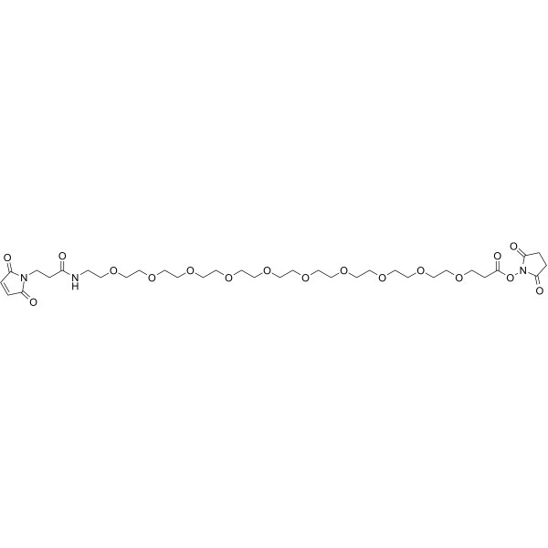 Mal-amido-PEG10-C2-NHS ester Chemical Structure Mal-amido-PEG10-C2-NHS ester