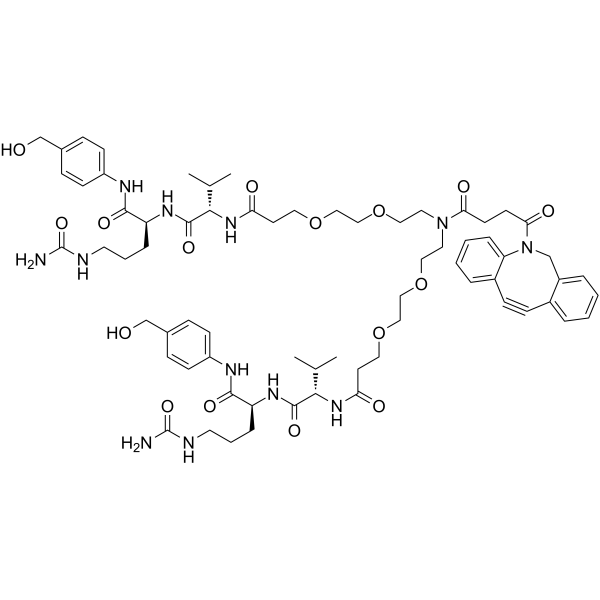 DBCO-(PEG2-Val-Cit-PAB)2 Chemical Structure DBCO-(PEG2-Val-Cit-PAB)2