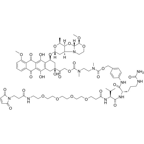 Mal-PEG4-VC-PAB-DMEA-PNU-159682 Chemical Structure Mal-PEG4-VC-PAB-DMEA-PNU-159682