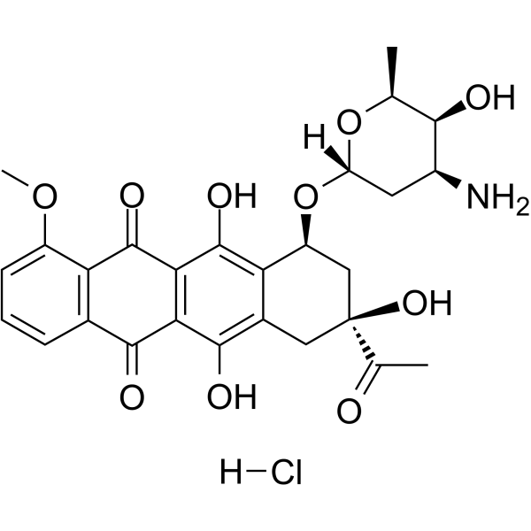 Daunorubicin hydrochloride(Synonyms: 盐酸柔红霉素; Daunomycin hydrochloride; RP 13057 hydrochloride; Rubidomycin hydrochloride)