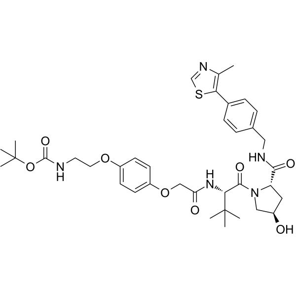 (S,R,S)-AHPC-O-Ph-PEG1-NH-Boc Chemical Structure (S,R,S)-AHPC-O-Ph-PEG1-NH-Boc(Synonyms: VH032-O-Ph-PEG1-NH-Boc)