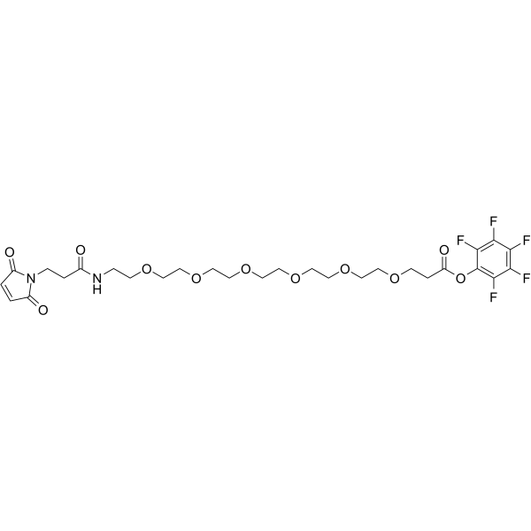Mal-NH-PEG6-CH2CH2COOPFP ester Chemical Structure Mal-NH-PEG6-CH2CH2COOPFP ester