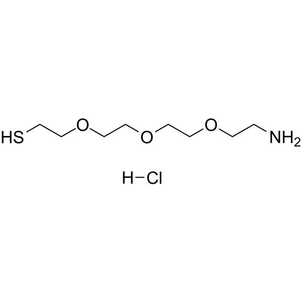 HS-PEG3-CH2CH2NH2 hydrochloride Chemical Structure HS-PEG3-CH2CH2NH2 hydrochloride(Synonyms: Thiol-PEG3-amine hydrochloride)