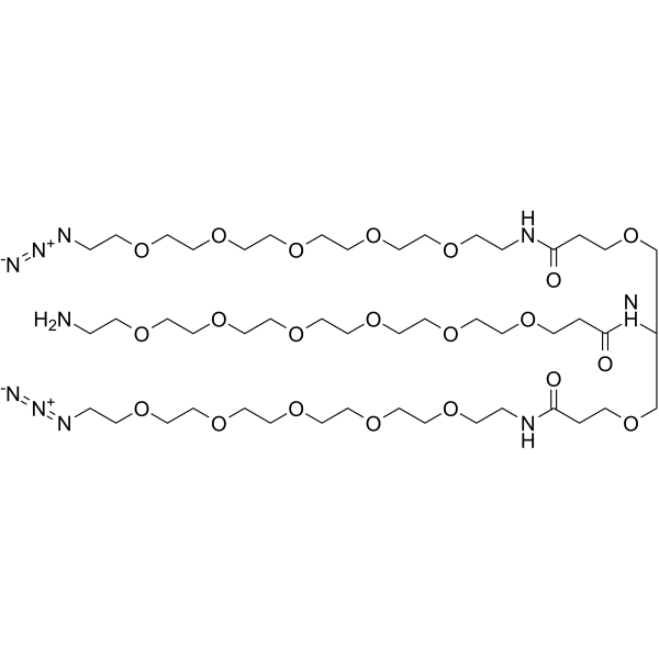 Amino-PEG6-amido-bis-PEG5-N3 Chemical Structure Amino-PEG6-amido-bis-PEG5-N3
