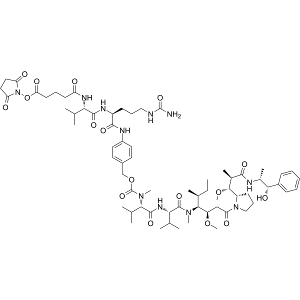 SuO-Glu-Val-Cit-PAB-MMAE Chemical Structure SuO-Glu-Val-Cit-PAB-MMAE