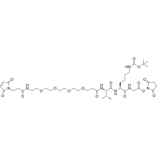 MP-PEG4-VK(Boc)G-OSu Chemical Structure MP-PEG4-VK(Boc)G-OSu
