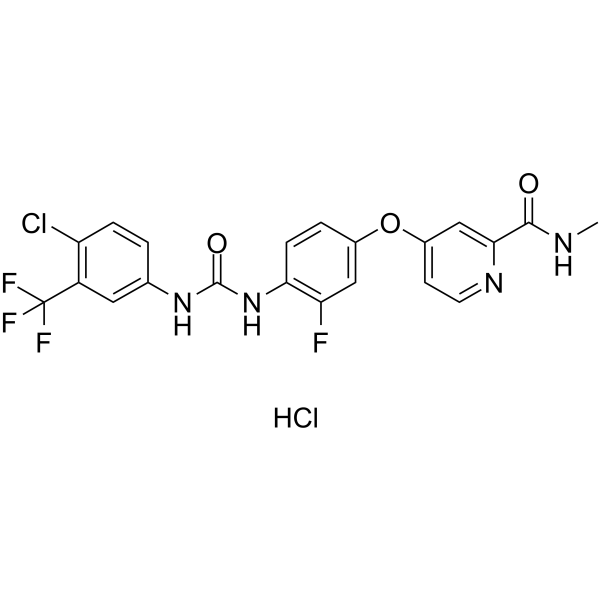 Regorafenib Hydrochloride Chemical Structure Regorafenib Hydrochloride(Synonyms: 瑞戈非尼盐酸盐; BAY 73-4506 hydrochloride)