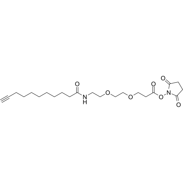 Propargyl-C8-amido-PEG2-NHS ester Chemical Structure Propargyl-C8-amido-PEG2-NHS ester