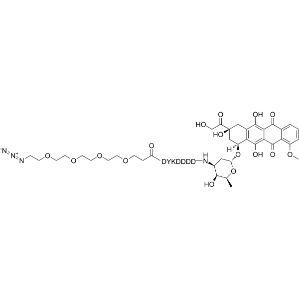 N3-PEG4-DYKDDDD-Doxorubicin Chemical Structure N3-PEG4-DYKDDDD-Doxorubicin