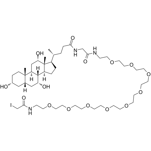 Glycocholic acid-PEG10-iodoacetamide Chemical Structure Glycocholic acid-PEG10-iodoacetamide