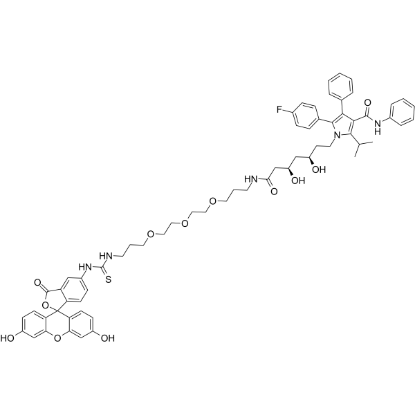 Atrovastatin-PEG3-FITC Chemical Structure Atrovastatin-PEG3-FITC
