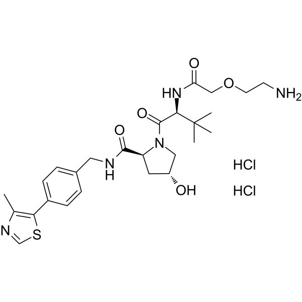 (S,R,S)-AHPC-PEG1-NH2 dihydrochloride Chemical Structure (S,R,S)-AHPC-PEG1-NH2 dihydrochloride(Synonyms: VH032-PEG1-NH2 dihydrochloride)