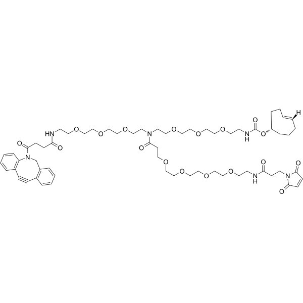 Mal-PEG4-(PEG3-DBCO)-(PEG3-TCO) Chemical Structure Mal-PEG4-(PEG3-DBCO)-(PEG3-TCO)