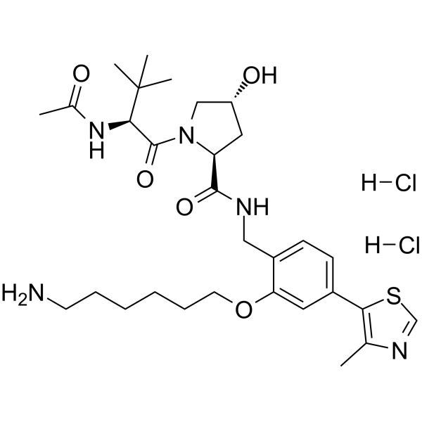 (S,R,S)-AHPC-phenol-alkylC6-amine dihydrochloride Chemical Structure (S,R,S)-AHPC-phenol-alkylC6-amine dihydrochloride(Synonyms: VH032 phenol-alkylC6-amine dihydrochloride)