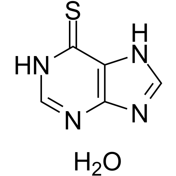 6-Mercaptopurine hydrate(Synonyms: 6-巯基嘌呤 一水合物; Mercaptopurine hydrate;  6-MP hydrate)