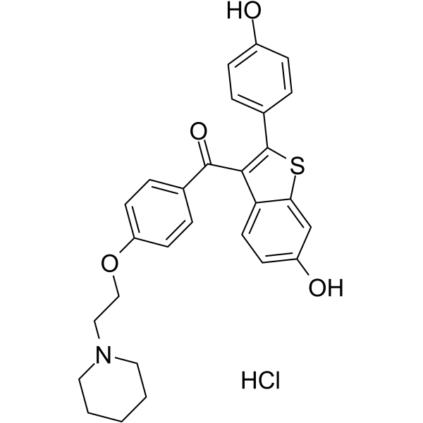 Raloxifene hydrochloride(Synonyms: 盐酸雷洛昔芬; Keoxifene hydrochloride;  LY156758; LY139481 hydrochloride)