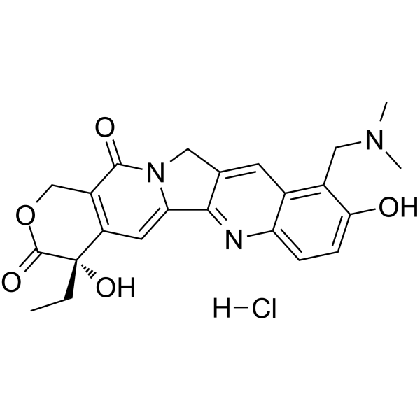 Topotecan Hydrochloride(Synonyms: 盐酸拓扑替康; SKF 104864A Hydrochloride; NSC 609669 Hydrochloride)