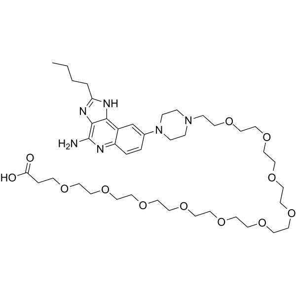 TLR7/8 agonist 4 hydroxy-PEG10-acid Chemical Structure TLR7/8 agonist 4 hydroxy-PEG10-acid