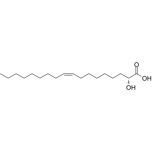 Idroxioleic acid Chemical Structure Idroxioleic acid(Synonyms: (R)-2-Hydroxyoleic acid; (R)-2-OHOA)