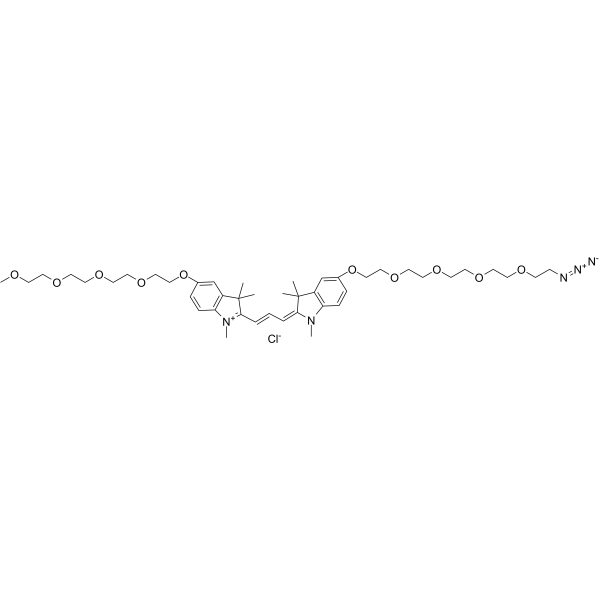 N-Methyl-N'-methyl-O-(m-PEG4)-O'-(azide-PEG4)-Cy3 Chemical Structure N-Methyl-N