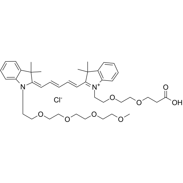 N-(m-PEG4)-N'-(PEG2-acid)-Cy5 Chemical Structure N-(m-PEG4)-N