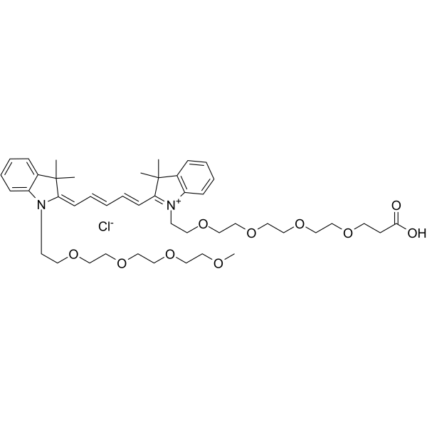 N-(m-PEG4)-N'-(PEG4-acid)-Cy5 Chemical Structure N-(m-PEG4)-N