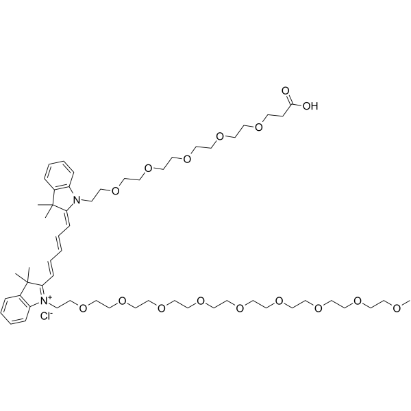 N-(m-PEG9)-N'-(PEG5-acid)-Cy5 Chemical Structure N-(m-PEG9)-N