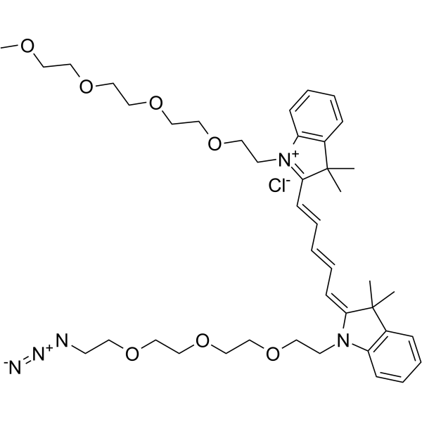 N-(m-PEG4)-N'-(azide-PEG3)-Cy5 Chemical Structure N-(m-PEG4)-N
