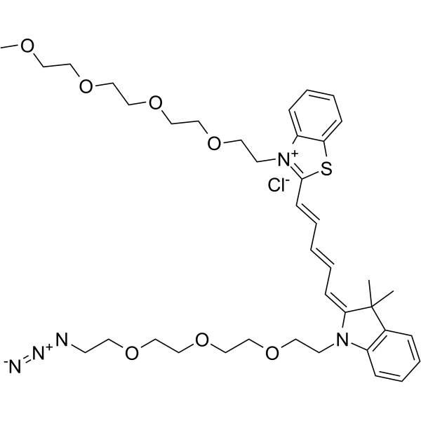 N-(azide-PEG3)-N'-(m-PEG4)-Benzothiazole Cy5 Chemical Structure N-(azide-PEG3)-N