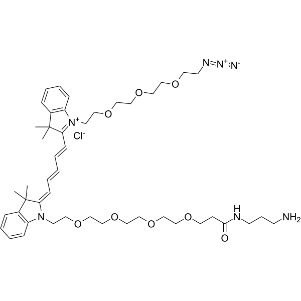 N-(azide-PEG3)-N'-(Amine-C3-Amide-PEG4)-Cy5 Chemical Structure N-(azide-PEG3)-N