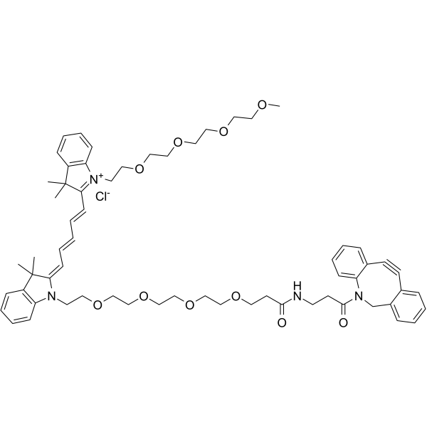 N-(m-PEG4)-N'-(DBCO-PEG4)-Cy5 Chemical Structure N-(m-PEG4)-N