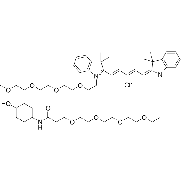 N-(m-PEG4)-N'-(4-Hydroxycyclohexyl-1-amido-PEG4)-Cy5 Chemical Structure N-(m-PEG4)-N