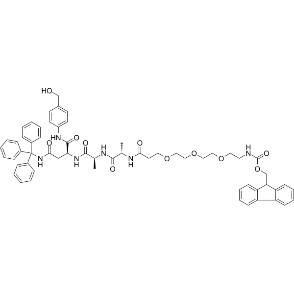 Fmoc-PEG3-Ala-Ala-Asn(Trt)-PAB Chemical Structure Fmoc-PEG3-Ala-Ala-Asn(Trt)-PAB