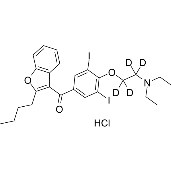 Amiodarone-d4 hydrochloride Chemical Structure Amiodarone-d4 hydrochloride(Synonyms: 盐酸胺碘酮-d4)
