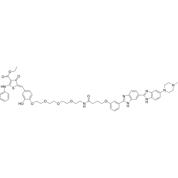 HOE 33187-O-CONH-PEG4-phenol-thiophenone-NHPh-COOEt Chemical Structure HOE 33187-O-CONH-PEG4-phenol-thiophenone-NHPh-COOEt