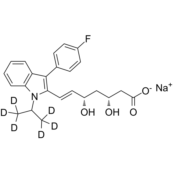 Fluvastatin D6 sodium Chemical Structure Fluvastatin D6 sodium(Synonyms: 氟伐他汀钠D6; XU 62-320 (D6))