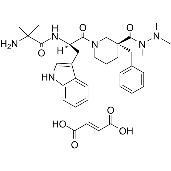 Anamorelin Fumarate Chemical Structure Anamorelin Fumarate(Synonyms: 富马酸阿拉莫林; ONO-7643 Fumarate; RC1291 Fumarate)