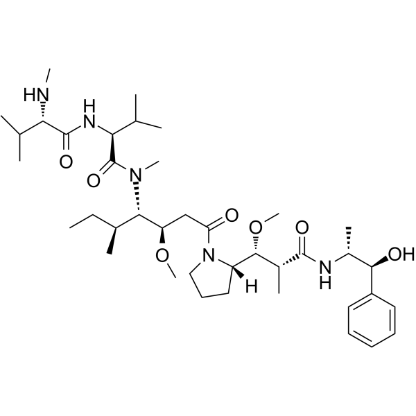Monomethyl auristatin E Chemical Structure Monomethyl auristatin E(Synonyms: MMAE; SGD-1010; Vedotin)