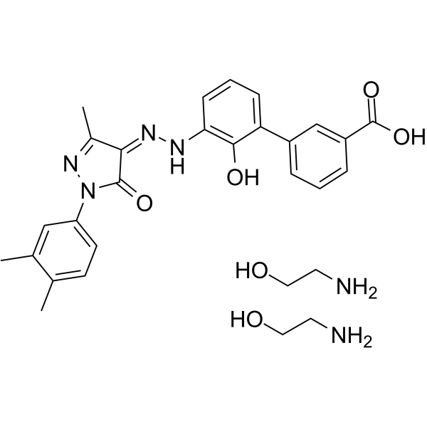 Eltrombopag Olamine Chemical Structure Eltrombopag Olamine(Synonyms: 艾曲波帕乙醇胺盐; Eltrombopag diethanolamine salt; SB-497115GR)