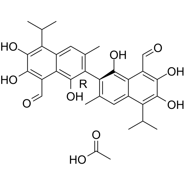 (R)-(-)-Gossypol acetic acid(Synonyms: (R)-(-)-醋酸棉酚; AT-101 (acetic acid);  (-)-Gossypol acetic acid;  (R)-Gossypol acetic acid)